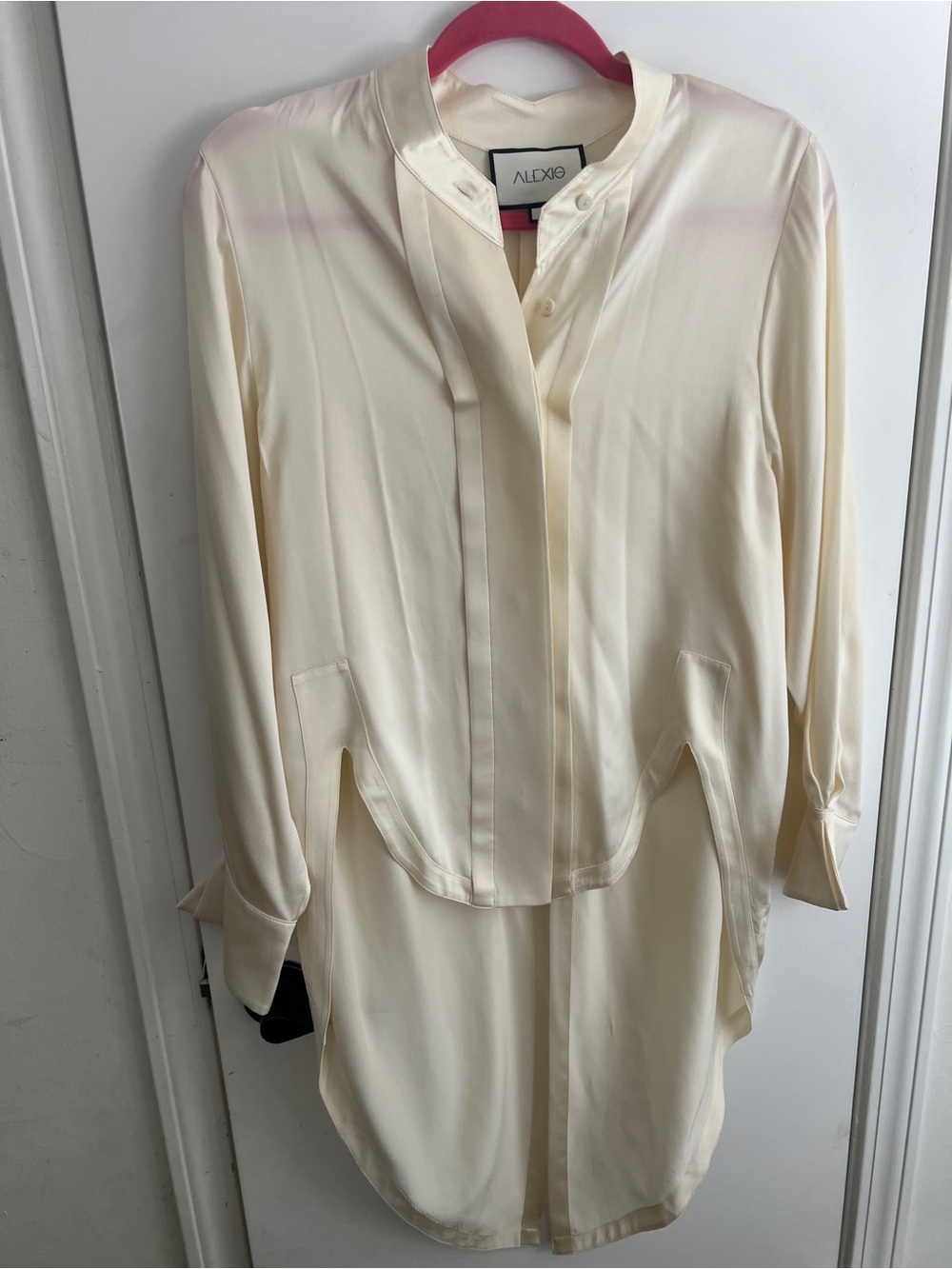 Alexis Cream Silk-Like Button Front Shirt - Picture 4 of 11